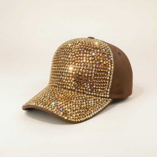 Brown AB Rhinestone Cap
