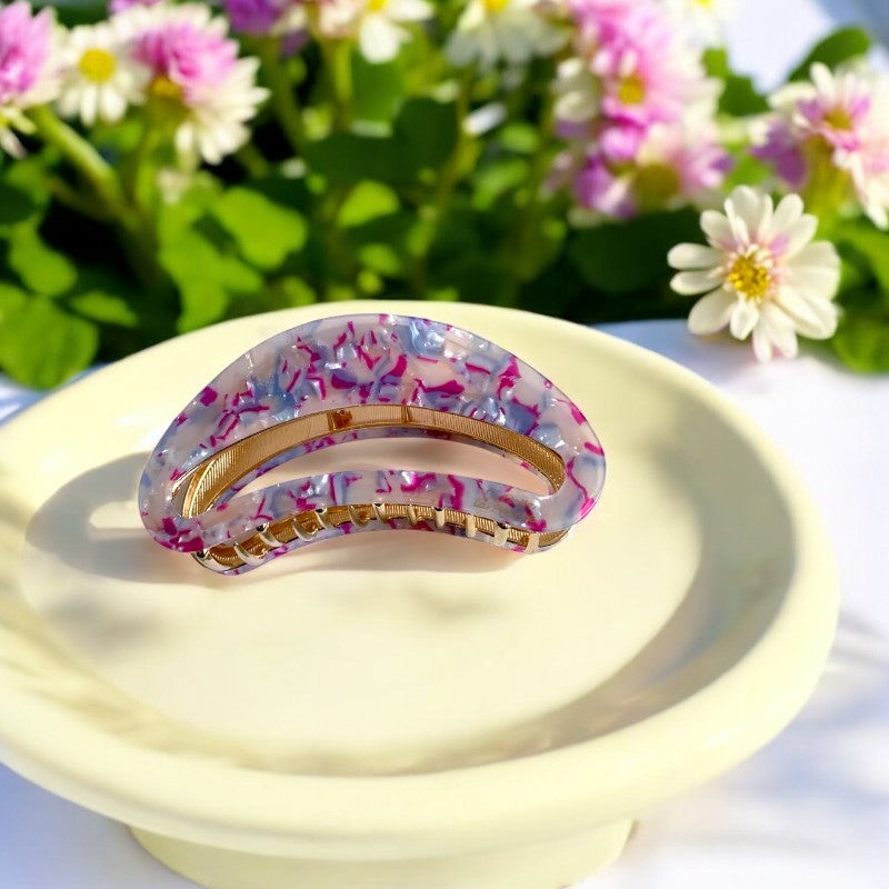 Large Marble Color Block Moon Hair Claws