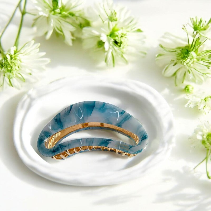 Large Marble Color Block Moon Hair Claws