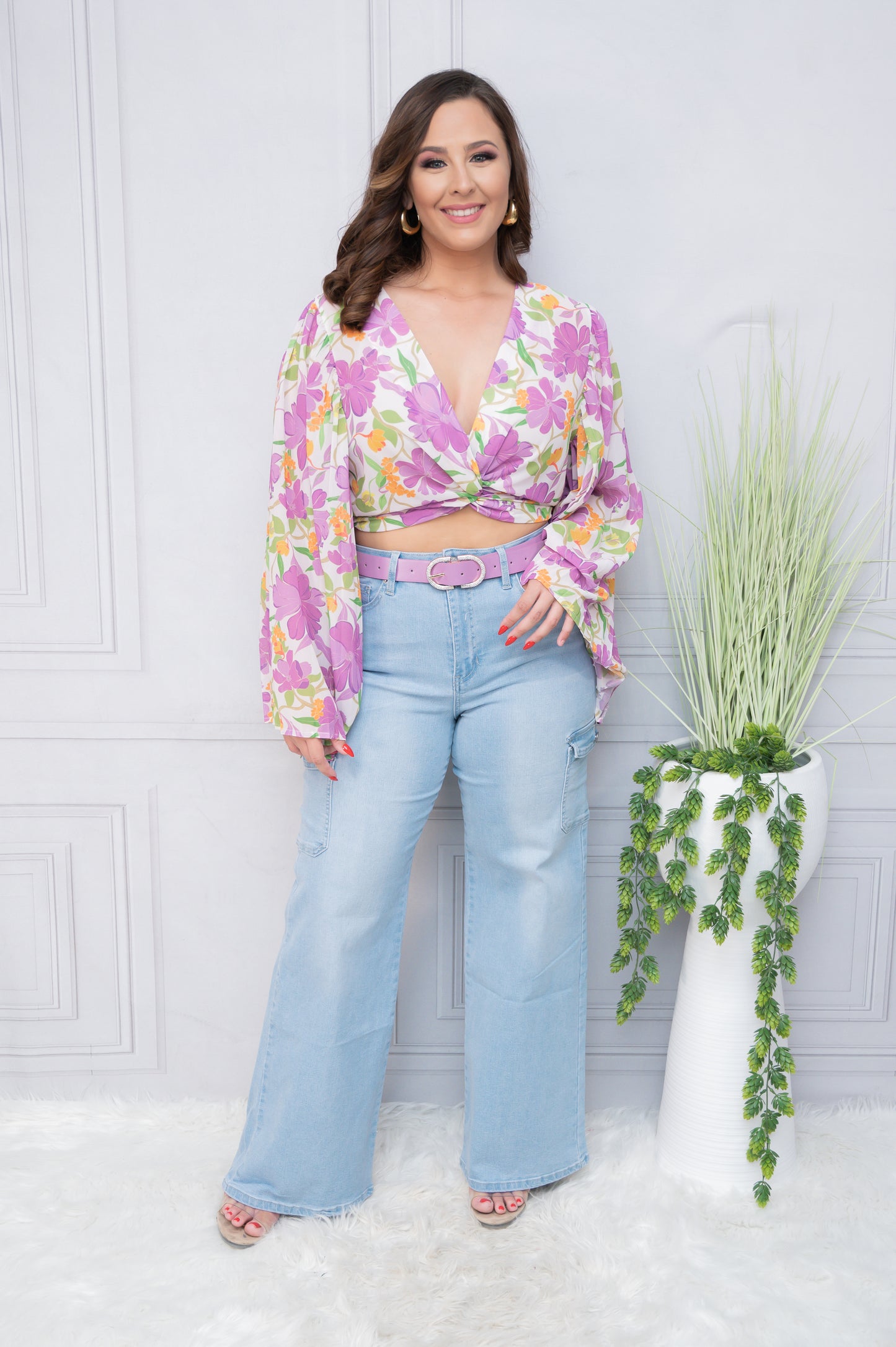 Ivory Twisted Long Sleeve Blouse