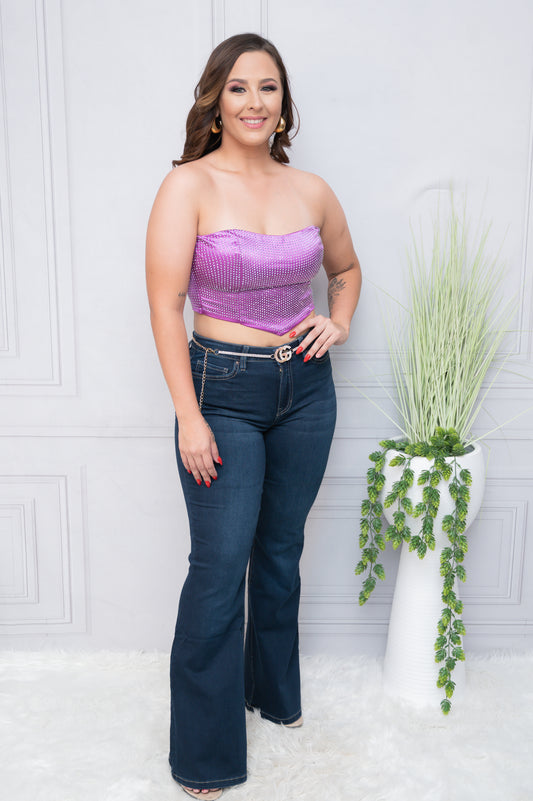 Purple Studs Tube Crop Top