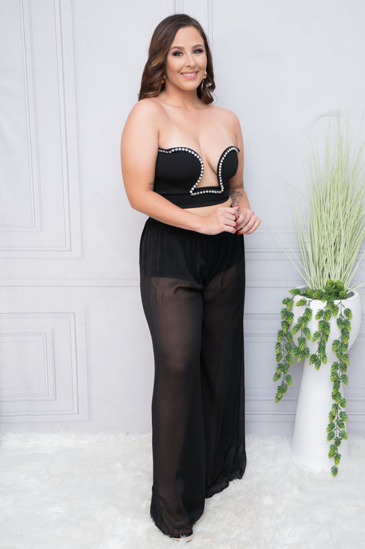 Black Rhinestone Corset Bustier