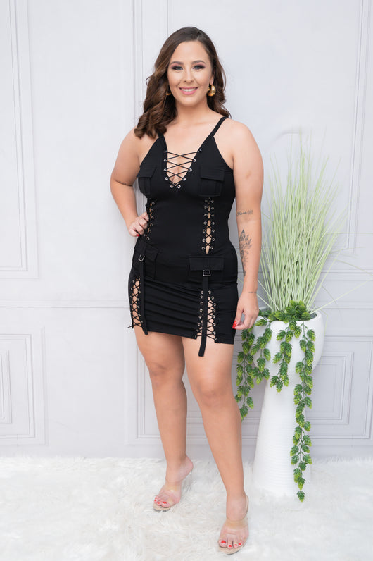 Black Deep V Neckline Lace Up Bodycon Dress Melz Fashion Black Deep V Neckline Lace Up Bodycon Dress Melz Fashion