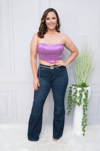Purple Studs Tube Crop Top