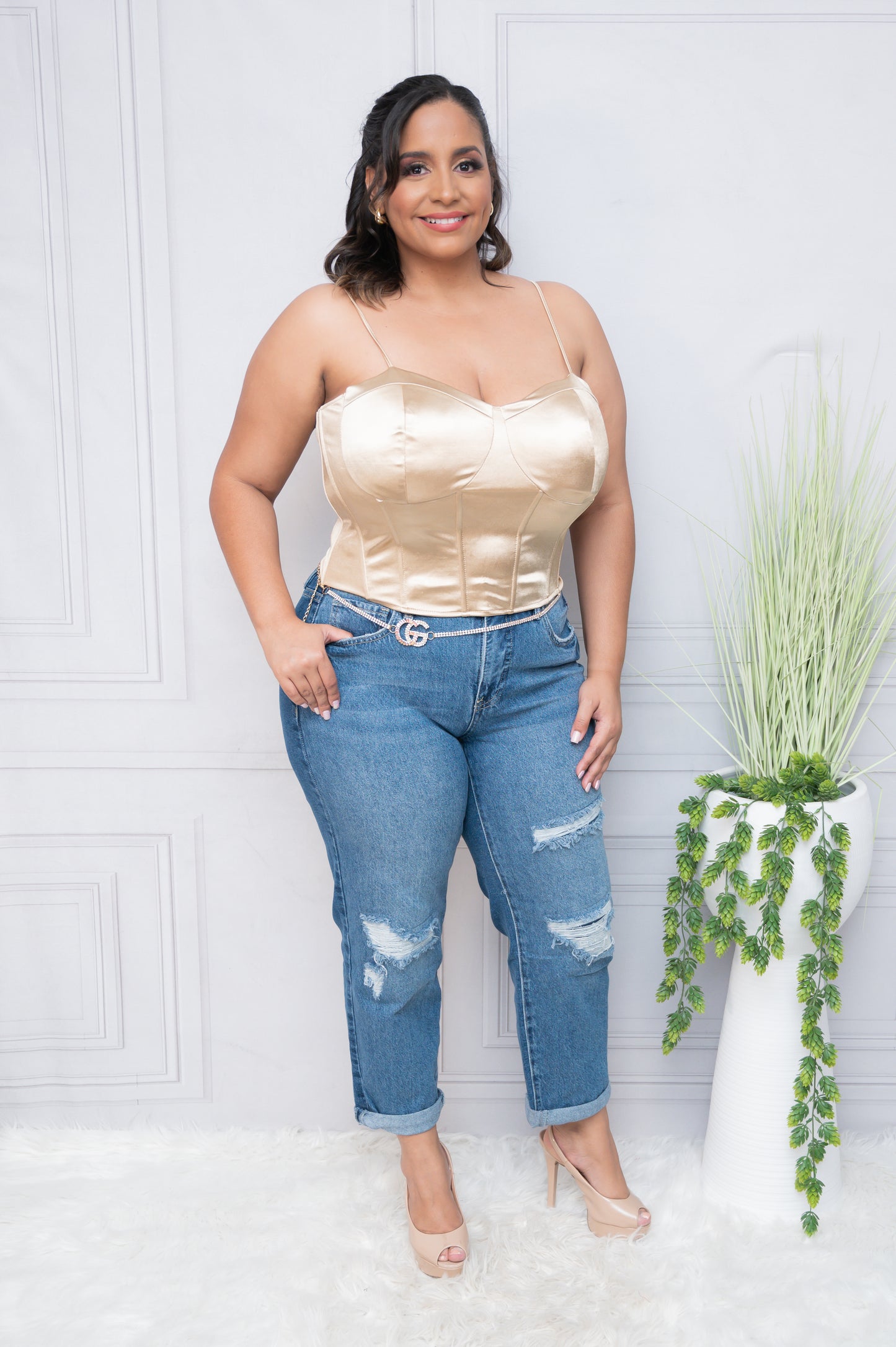 Champagne Corset Top