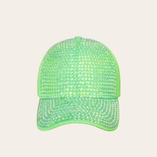 Neon Green Rhinestone Cap