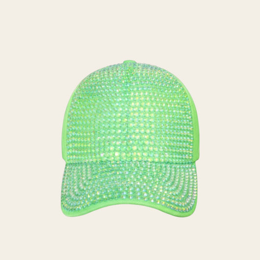 Neon Green Rhinestone Cap