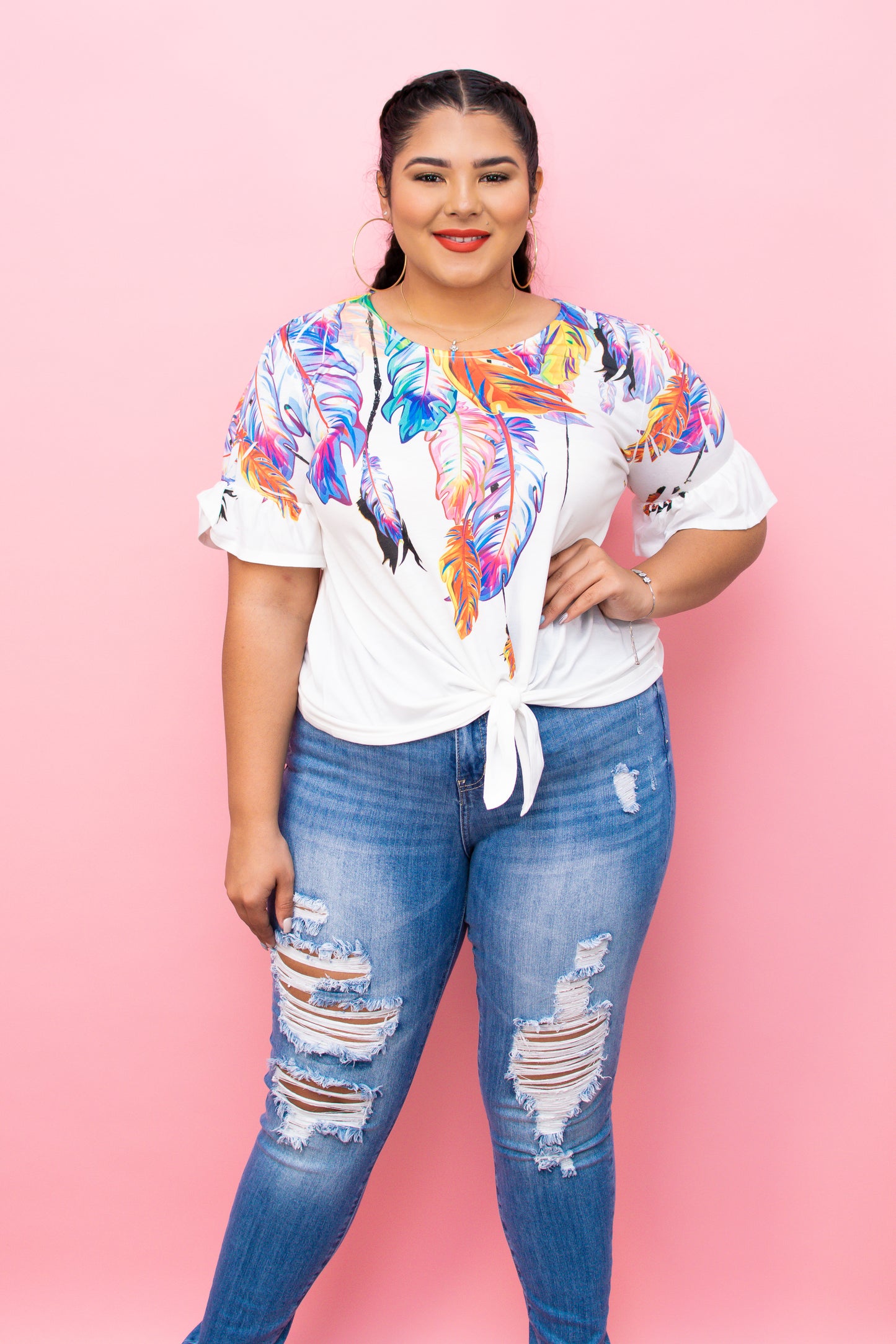 Front Tie Leaf Top