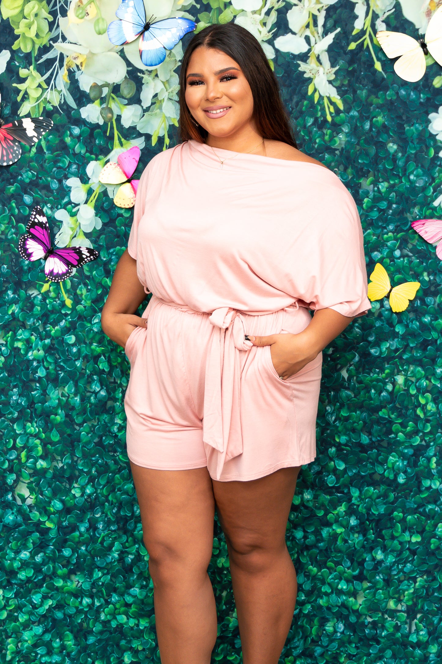Dusty Pink One Shoulder Romper