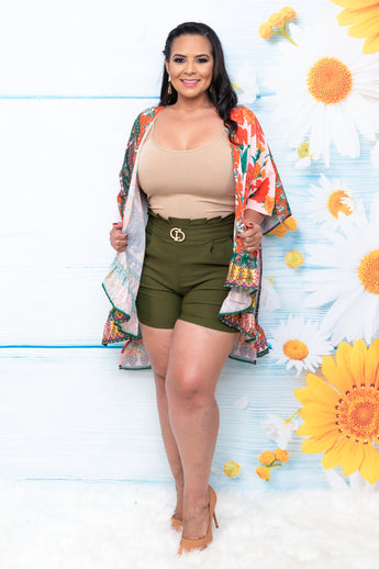 Olive Belted Shorts