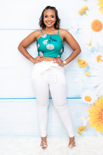 Green/Mauve Floral Bandana Crop Top