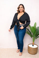 Black Self Tie Shirt