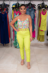 Green Floral Cowl Neck Satin Blouse