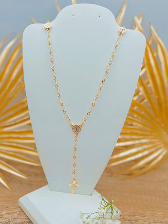 Clear Beads Rosary Necklace Set