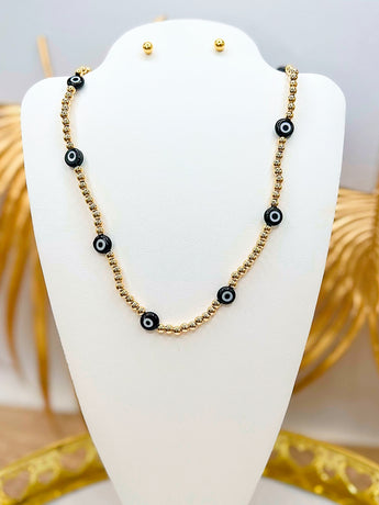 Black & White Evil Eyes Choker Necklace Set